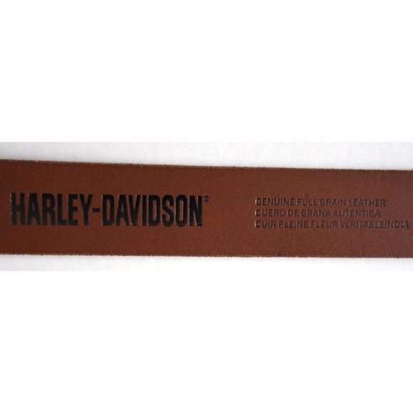 Harley-Davidson BMM040 Men's Sz L (38/40) Cognac Brown Genuine Leather Belt - Picture 8 of 9